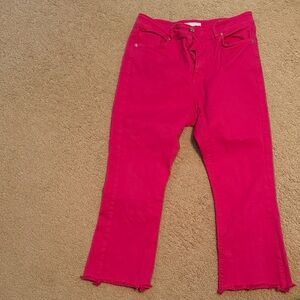 LOFT Crop Kick Jeans with fringe hem